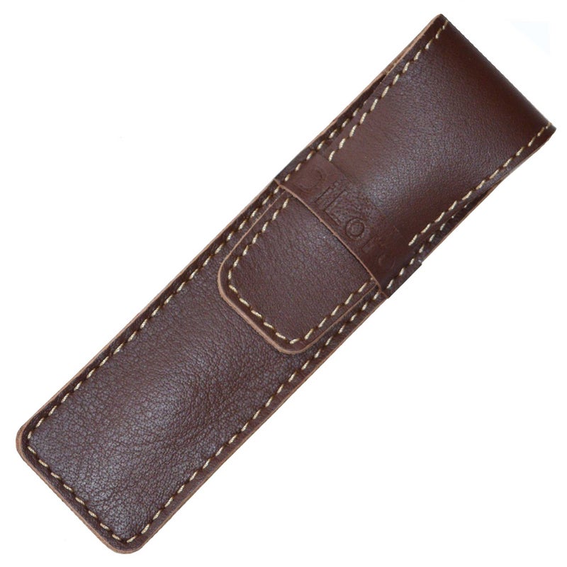 DiLoro Leather Pen Case Pouch Holder for One Fountain Ballpoint Rollerball Pen or Pencil (Redish Brown) - Image 2